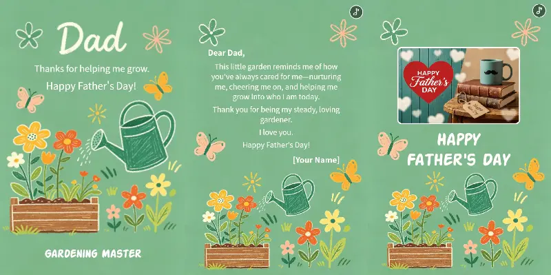 Chalk Art Garden Watering Can Father's Day Card Page Show