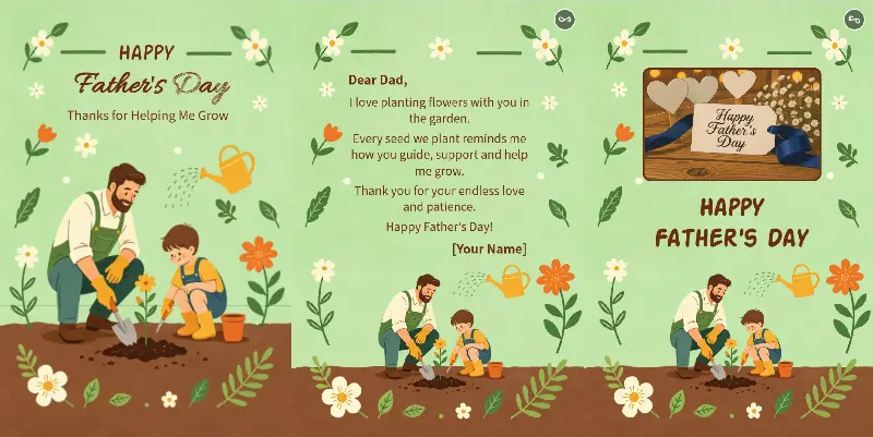 Father & Son Gardening Father's Day Card Page Show