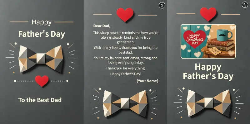 Paper Craft Geometric Bow Tie Father's Day Card Page Display